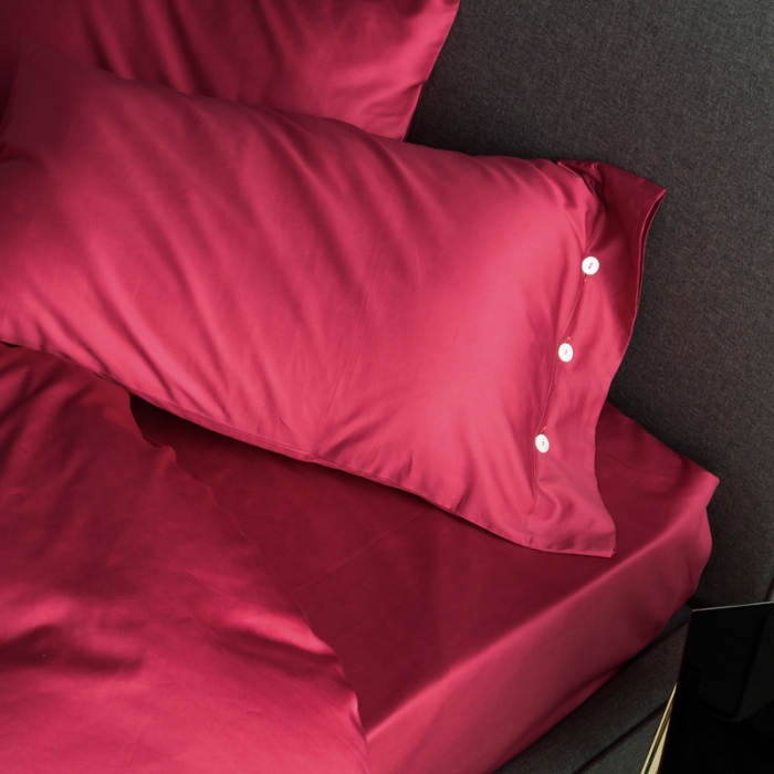 91家纺网 家纺一手货源 找家纺 涞澳家纺 长绒棉素色四件套 浪漫红