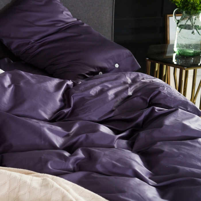 91家纺网 家纺一手货源 找家纺 涞澳家纺 长绒棉素色四件套 冷艳紫