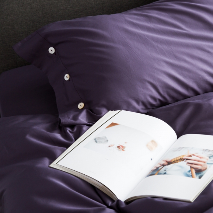 91家纺网 家纺一手货源 找家纺 涞澳家纺 长绒棉素色四件套 冷艳紫