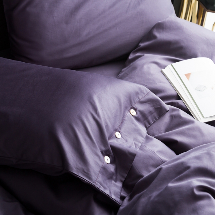 91家纺网 家纺一手货源 找家纺 涞澳家纺 长绒棉素色四件套 冷艳紫