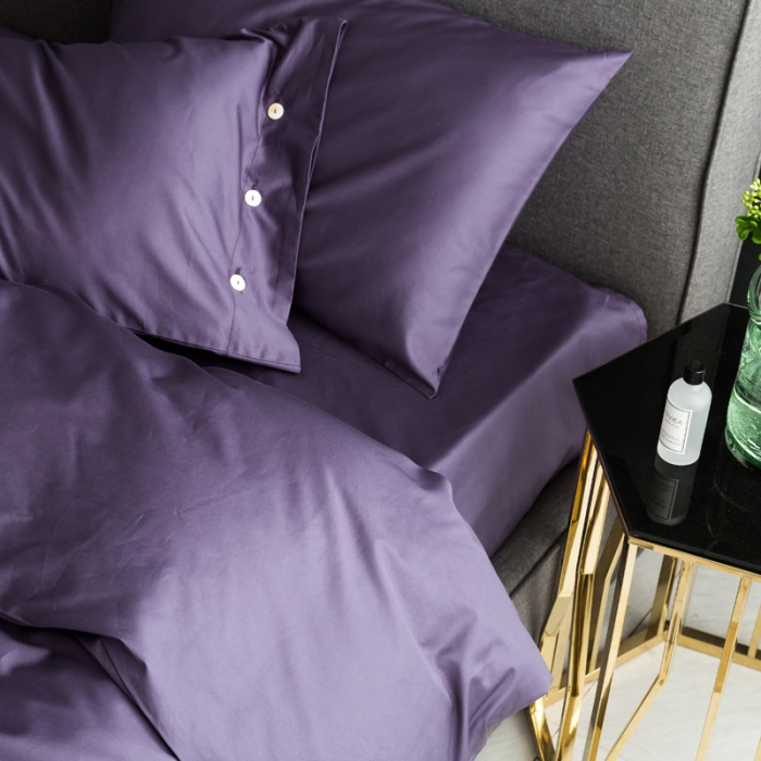 91家纺网 家纺一手货源 找家纺 涞澳家纺 长绒棉素色四件套 冷艳紫