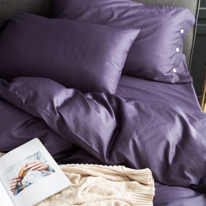 91家纺网 家纺一手货源 找家纺 涞澳家纺 长绒棉素色四件套 冷艳紫