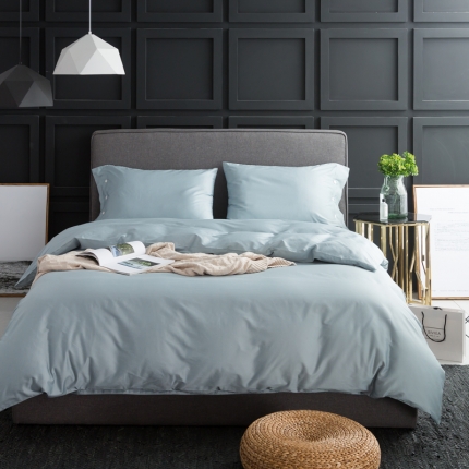 涞澳家纺 长绒棉素色四件套 普鲁士蓝