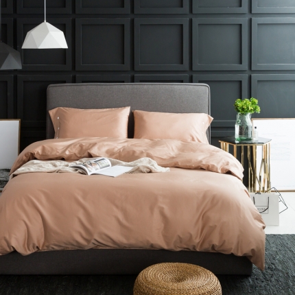 涞澳家纺 长绒棉素色四件套 水咖