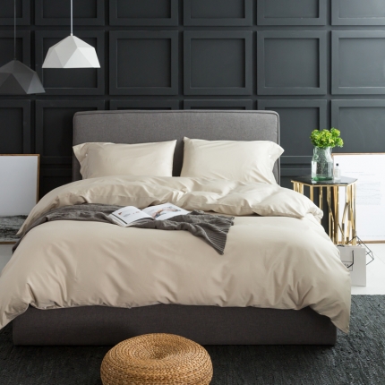 91家纺网 家纺一手货源 找家纺 涞澳家纺 长绒棉素色四件套 太空灰