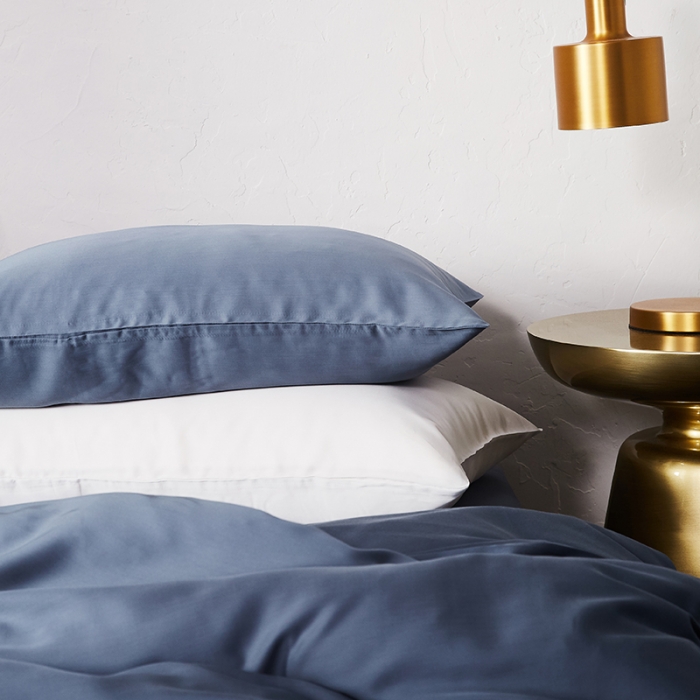 91家纺网 家纺一手货源 找家纺 涞澳家纺 2018新款素色天丝四件套 石青