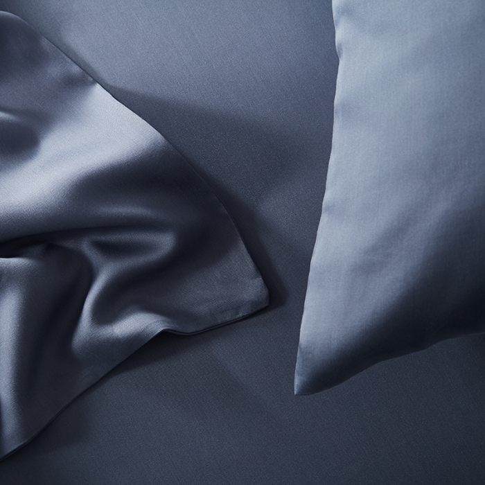 91家纺网 家纺一手货源 找家纺 涞澳家纺 2018新款素色天丝四件套 石青