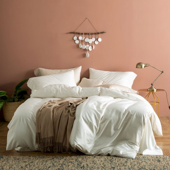 91家纺网 家纺一手货源 找家纺 涞澳家纺 2019新款60长绒棉平色简易四件套 贵族白