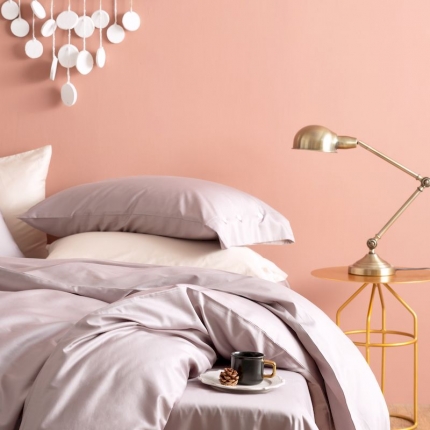 涞澳家纺 2019新款60长绒棉平色简易四件套 水粉