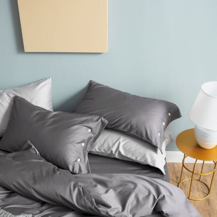 91家纺网 家纺一手货源 找家纺 涞澳家纺 2019新款60长绒棉平色简易四件套 碳灰