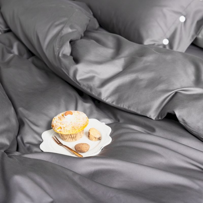 91家纺网 家纺一手货源 找家纺 涞澳家纺 2019新款60长绒棉平色简易四件套 碳灰