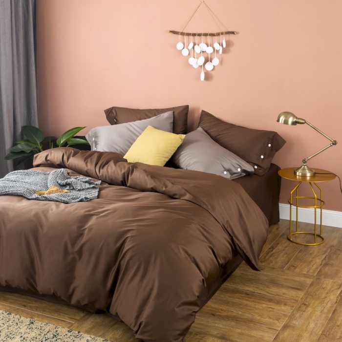 91家纺网 家纺一手货源 找家纺 涞澳家纺 2019新款60长绒棉平色简易四件套 星巴咖