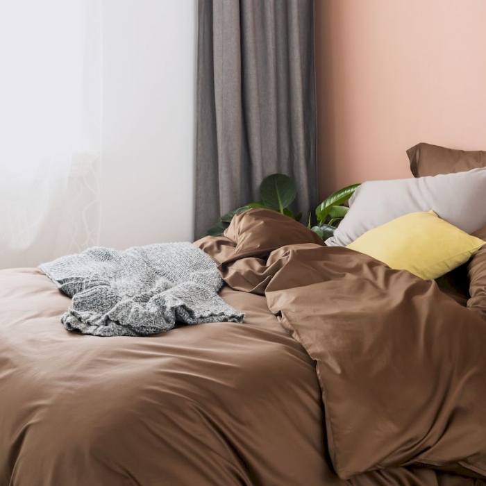 91家纺网 家纺一手货源 找家纺 涞澳家纺 2019新款60长绒棉平色简易四件套 星巴咖