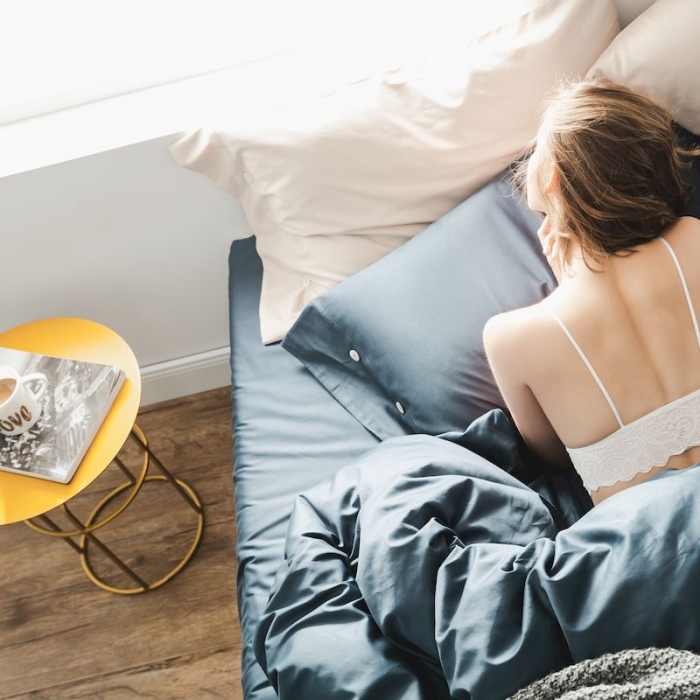 91家纺网 家纺一手货源 找家纺 涞澳家纺 2019新款60长绒棉平色简易四件套 星蓝