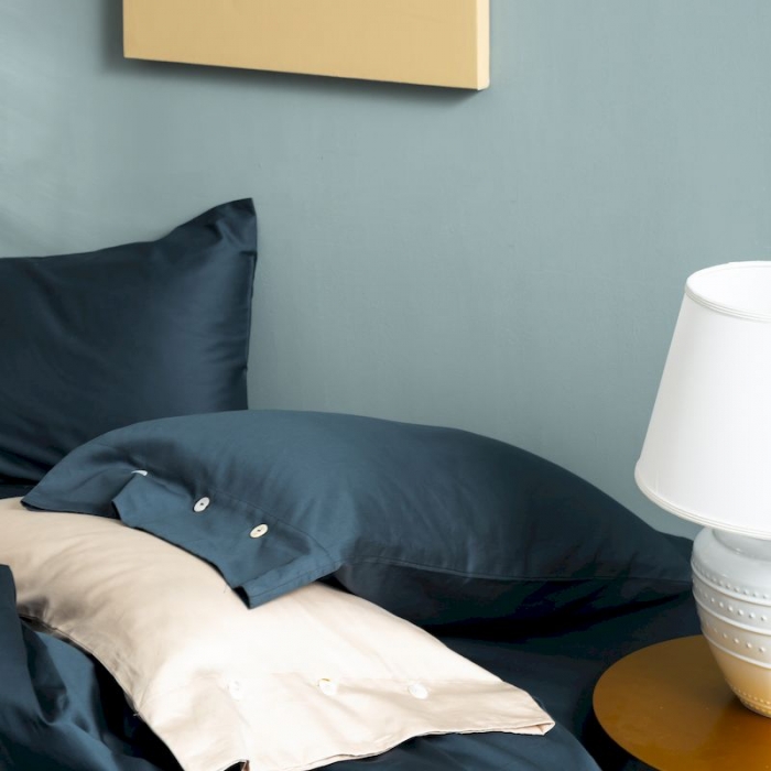 91家纺网 家纺一手货源 找家纺 涞澳家纺 2019新款60长绒棉平色简易四件套 星蓝