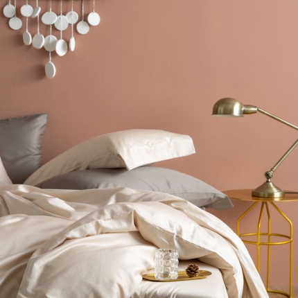 涞澳家纺 2019新款60长绒棉平色简易四件套 亚麻灰