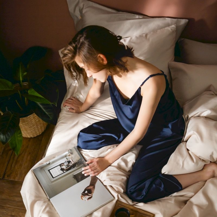 91家纺网 家纺一手货源 找家纺 涞澳家纺 2019新款60长绒棉平色简易四件套 亚麻灰