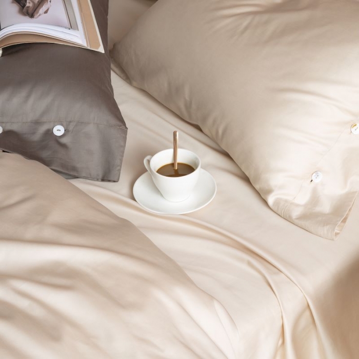 91家纺网 家纺一手货源 找家纺 涞澳家纺 2019新款60长绒棉平色简易四件套 亚麻灰