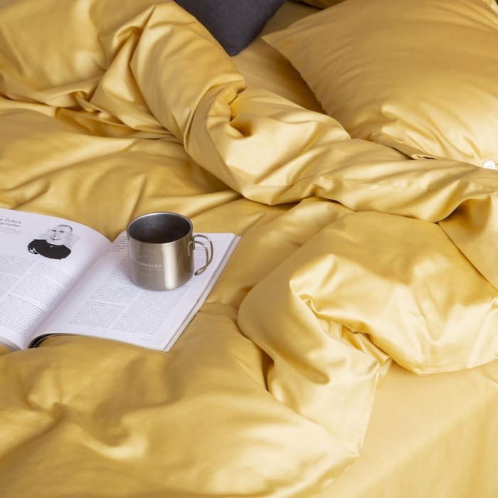 91家纺网 家纺一手货源 找家纺 涞澳家纺 2019新款60长绒棉平色简易四件套 玉米黄