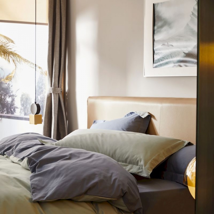 91家纺网 家纺一手货源 找家纺 涞澳家纺 2019新款50磨绒双拼四件套 青蓝