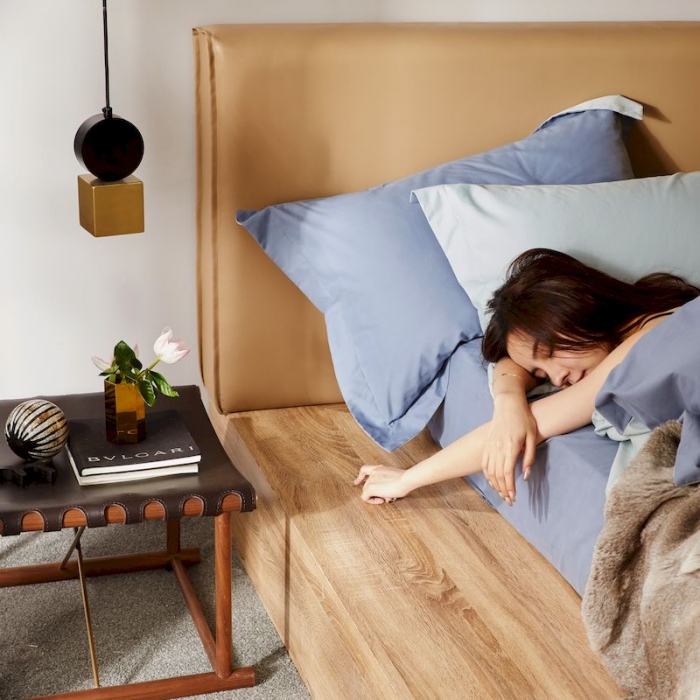 91家纺网 家纺一手货源 找家纺 涞澳家纺 2019新款50磨绒双拼四件套 青蓝