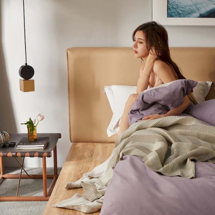 91家纺网 家纺一手货源 找家纺 涞澳家纺 2019新款50磨绒双拼四件套 青紫灰