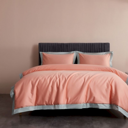 涞澳家纺 2019新款60长绒棉四周拼色四件套 晗笑