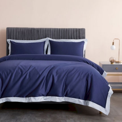 涞澳家纺 2019新款60长绒棉四周拼色四件套 乔治