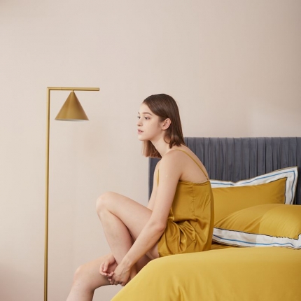 涞澳家纺 2019新款120支海岛棉素色简约款四件套 凤歌