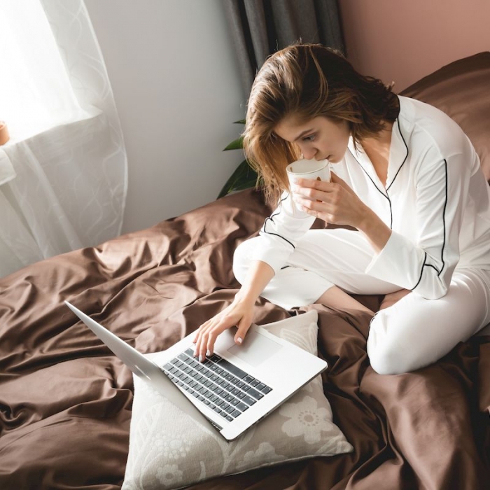 91家纺网 家纺一手货源 找家纺 涞澳家纺 2019新款60长绒棉平色二简易四件套帝灰配咖啡棕