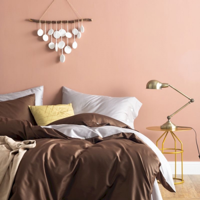 91家纺网 家纺一手货源 找家纺 涞澳家纺 2019新款60长绒棉平色二简易四件套帝灰配咖啡棕