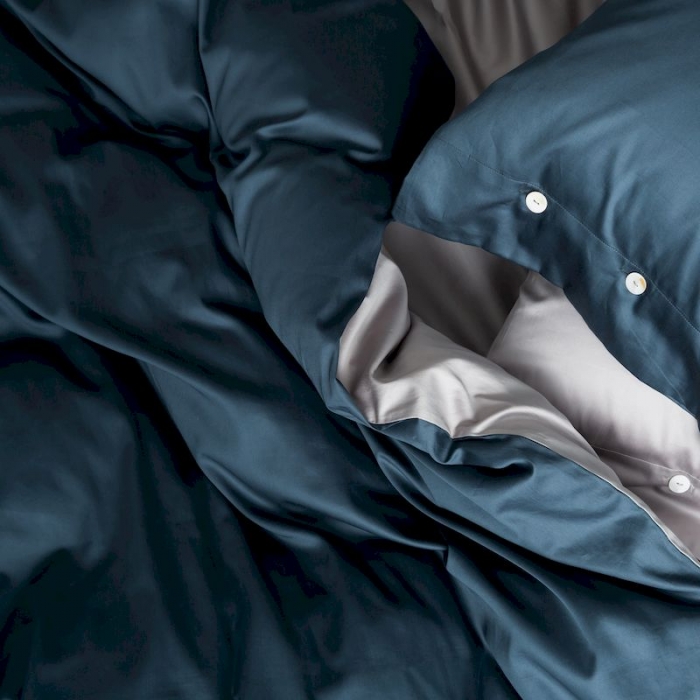 91家纺网 家纺一手货源 找家纺 涞澳家纺 2019新款60长绒棉平色二简易四件套帝灰配星蓝