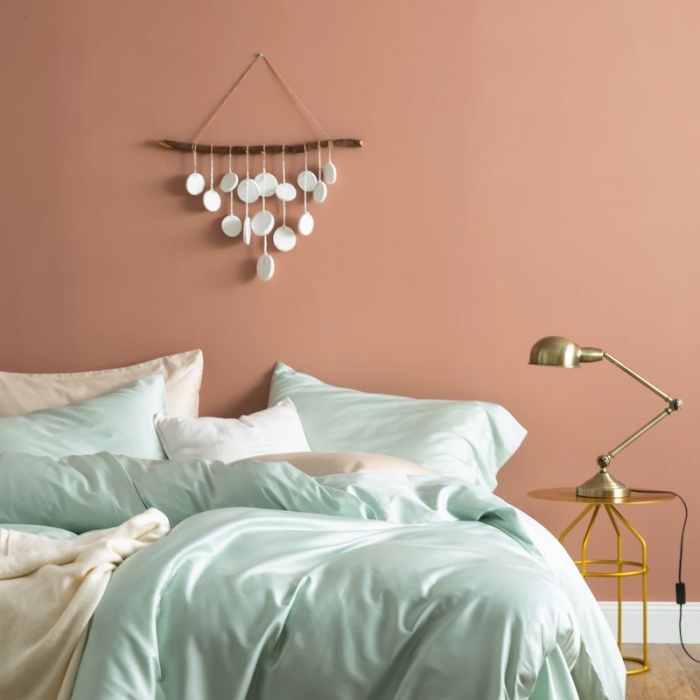 91家纺网 家纺一手货源 找家纺 涞澳家纺 2019新款60长绒棉平色简易四件套 艾草绿