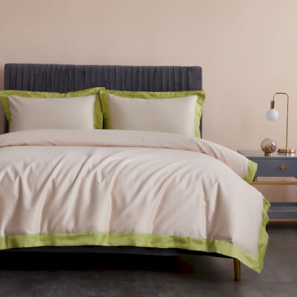 91家纺网 家纺一手货源 找家纺 涞澳家纺 2019新款60长绒棉四周拼色四件套 春柳