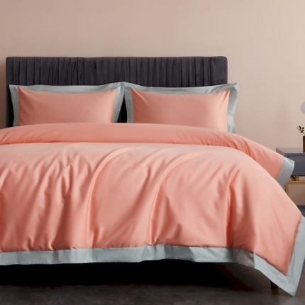 91家纺网 家纺一手货源 找家纺 涞澳家纺 2019新款60长绒棉四周拼色四件套 晗笑