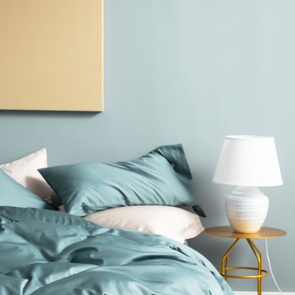 涞澳家纺 2019新款60长绒棉平色简易四件套 冰蓝