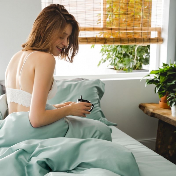 91家纺网 家纺一手货源 找家纺 涞澳家纺 2019新款60长绒棉平色简易四件套 梵星蓝