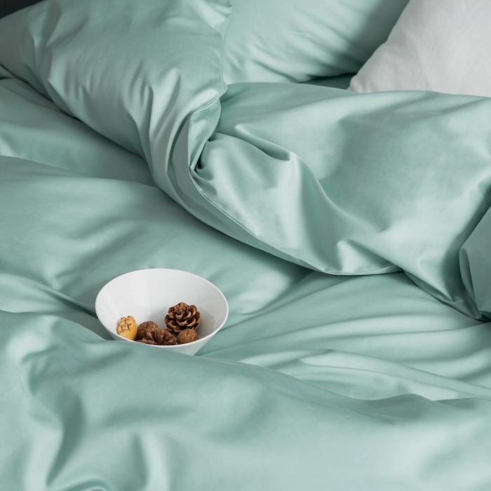 91家纺网 家纺一手货源 找家纺 涞澳家纺 2019新款60长绒棉平色简易四件套 梵星蓝