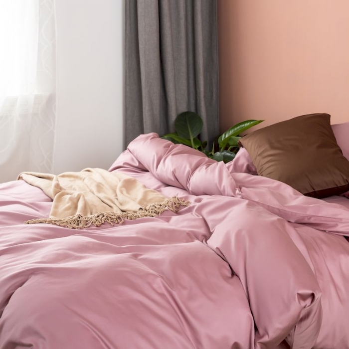 91家纺网 家纺一手货源 找家纺 涞澳家纺 2019新款60长绒棉平色简易四件套 柑红