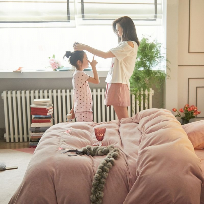 91家纺网 家纺一手货源 找家纺 涞澳 2019新款美绒系列四件套 狐狸—粉