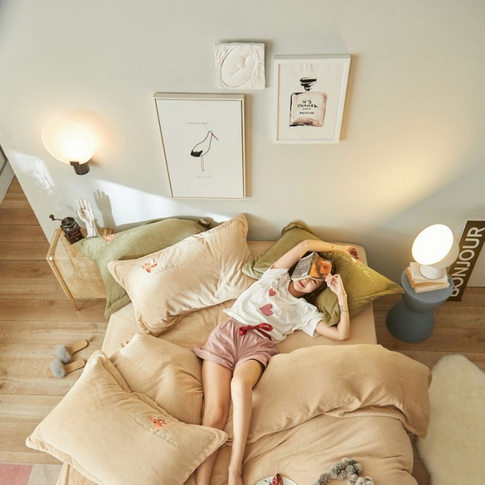 91家纺网 家纺一手货源 找家纺 涞澳 2019新款美绒系列四件套 狐狸—米