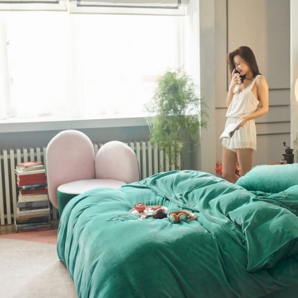 涞澳 2019新款美绒系列四件套 仙女—绿