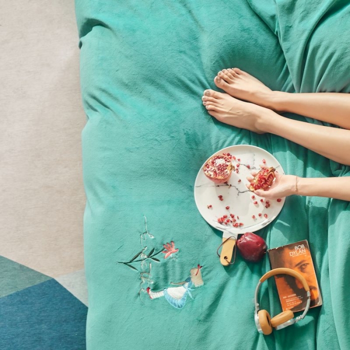 91家纺网 家纺一手货源 找家纺 涞澳 2019新款美绒系列四件套 仙女—绿