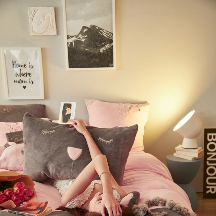 91家纺网 家纺一手货源 找家纺 涞澳 2019新款美绒系列四件套 小熊—粉灰