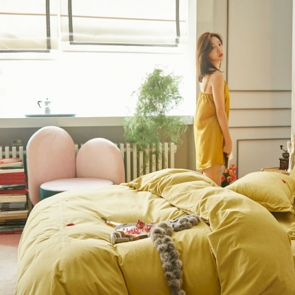 涞澳 2019新款澳绒系列四件套 爱心—黄