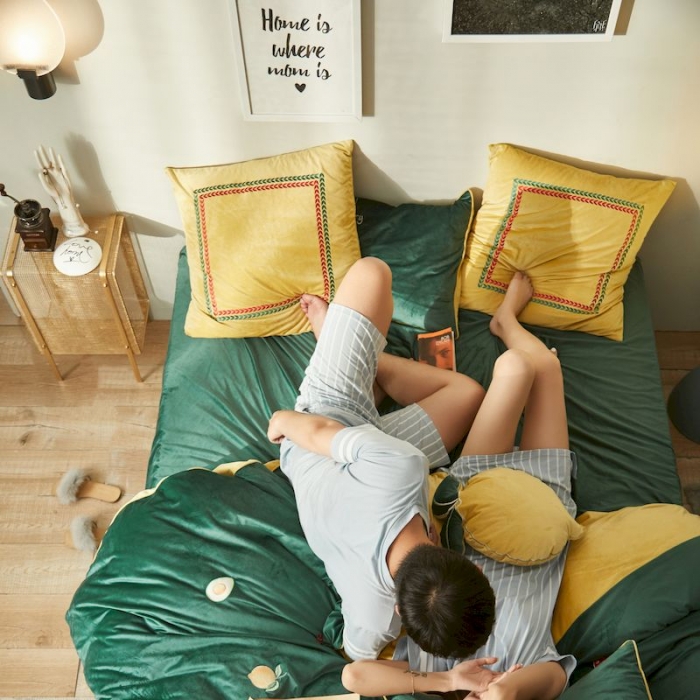 91家纺网 家纺一手货源 找家纺 涞澳 2019新款澳绒系列四件套 水果—绿