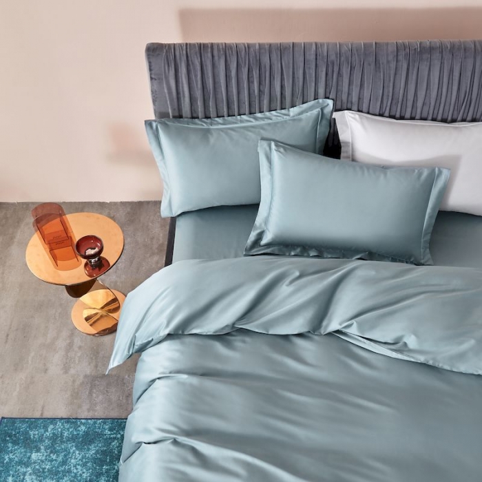 91家纺网 家纺一手货源 找家纺 涞澳 2019新款100支素色双股匹马棉四件套 伯爵兰