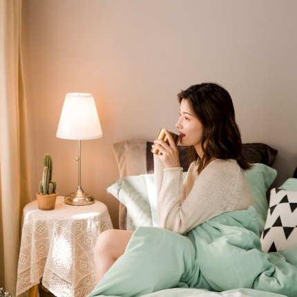 涞澳 2019新款美绒系列四件套 拼色—蓝灰