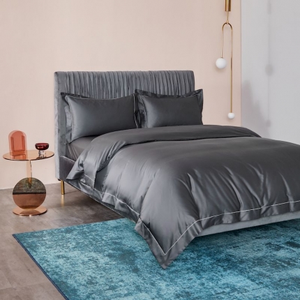 涞澳 2019新款100支素色双股匹马棉四件套 典雅灰