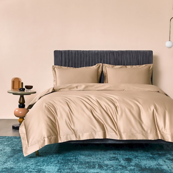 91家纺网 家纺一手货源 找家纺 涞澳 2019新款100支素色双股匹马棉四件套 琥珀色